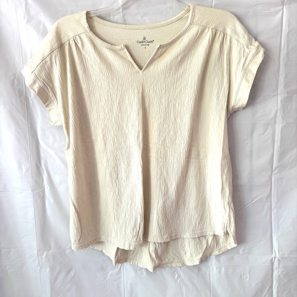Cuddl Duds Cream Short Sleeve Tee textured SZ L Worn 1X - Picture 8 of 8